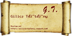 Gilicz Tétény névjegykártya